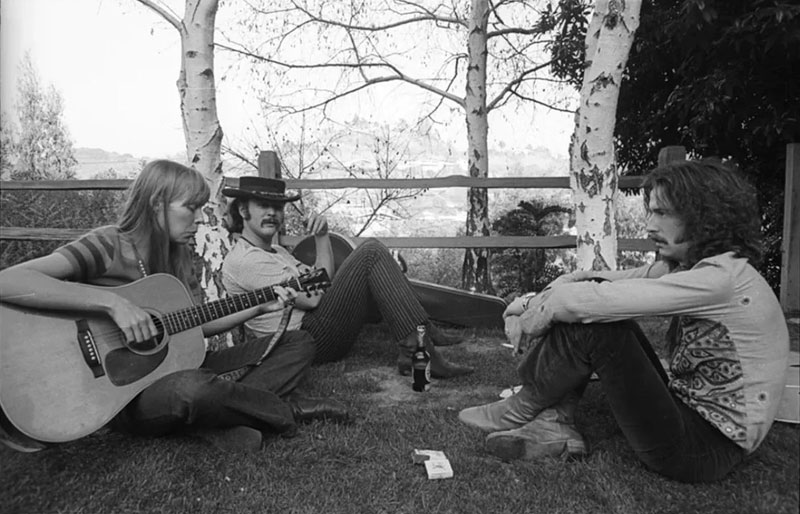 Joni Mitchell, David Crosby, and Eric Clapton, Laurel Canyon, CA 1968
