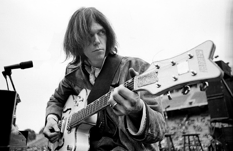 Neil Young with Gretsch White Falcon Guitar, San Diego, CA 1969