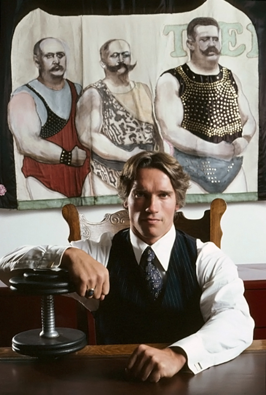 Arnold Schwarzenegger in his Office, CA, c.1975