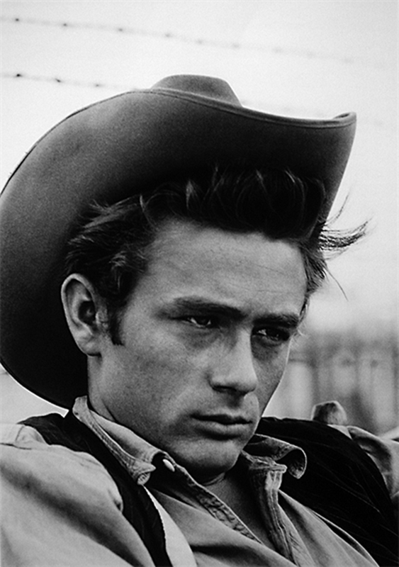 James Dean Portrait in a Cowboy Hat, on the Set of Giant, TX, 1955 (Angled View)