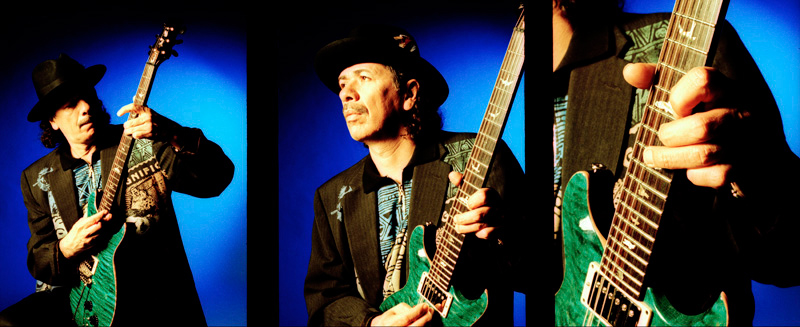 Carlos Santana, Green Guitar Triptych, San Rafael, CA, 1999