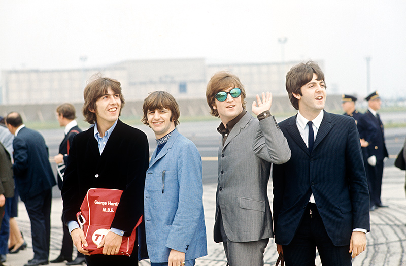 The Beatles Waving at JFK Airport, NY, 1965 (Color)