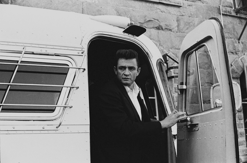 Johnny Cash Exiting Bus, Folsom Prison, 1968