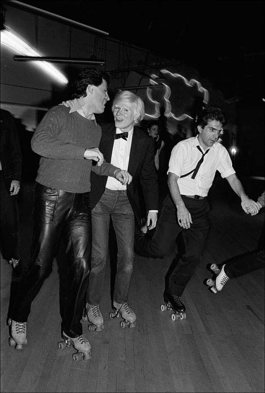 Andy Warhol at the Roxy Roller Rink, NYC, 1980