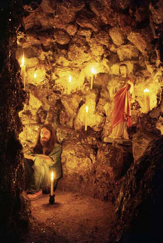 George Harrison in a Cave Shrine, Friar Park, 1970