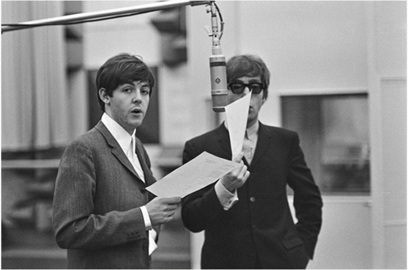 _Studio 2, Paul and John Recording at Abbey Road Studios, London, 1964