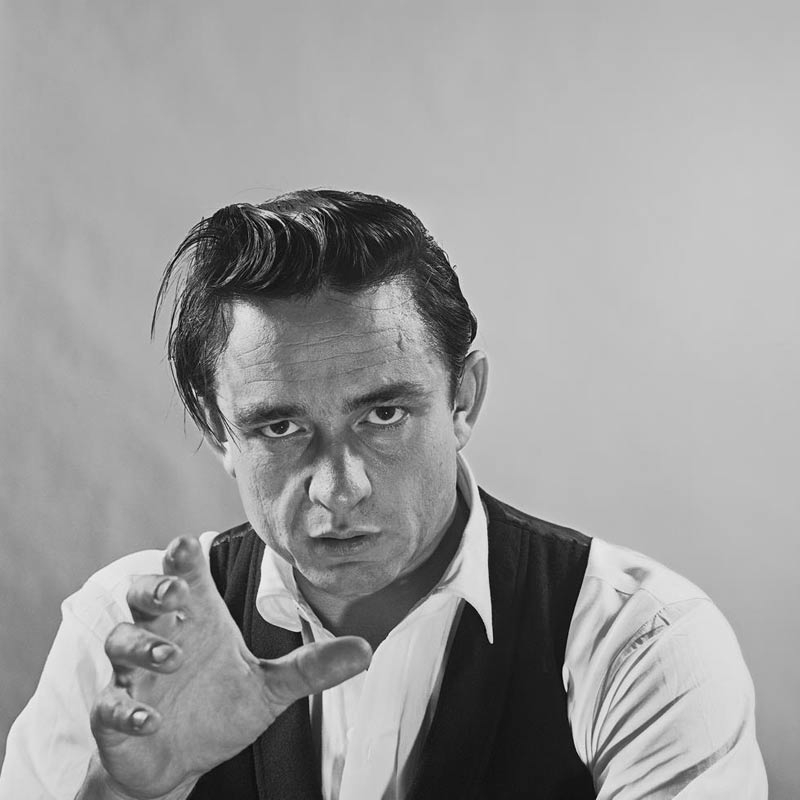 Johnny Cash Portrait with Hand Reaching, Photo Studio, 1960