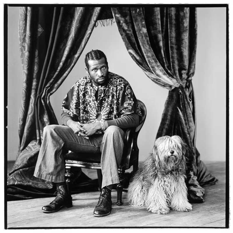 Taj Mahal with his Dog, San Francisco, 1972