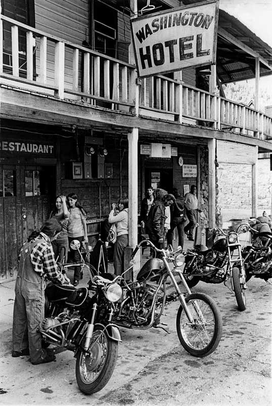 The Biker Series - Bikes Outside Washington Hotel, Washington, CA, 1973