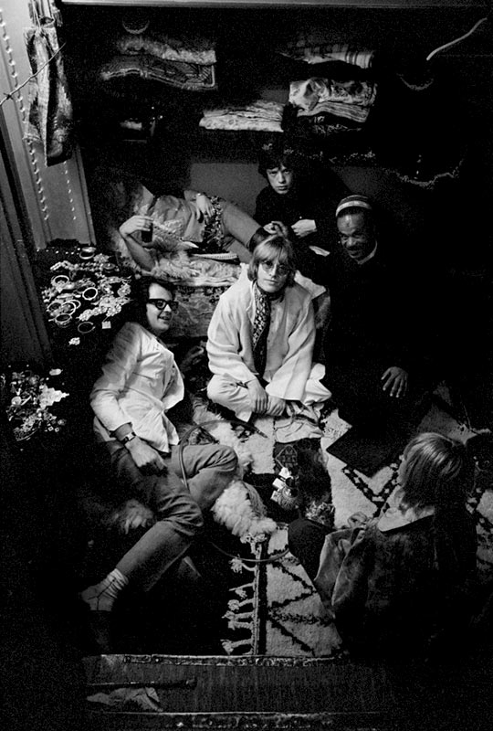 Brian Jones, Mick Jagger, Keith Richards, Anita Pallenberg & Robert Fraser at Achmed’s Morocco, 1967