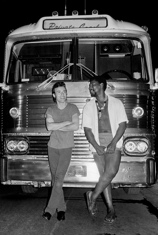 Bruce Springsteen and Clarence Clemons in Front of Tourbus, 1978