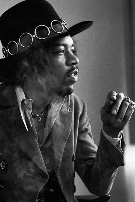 Jimi Hendrix Portrait Smoking, Travelodge Motel, San Francisco, 1968