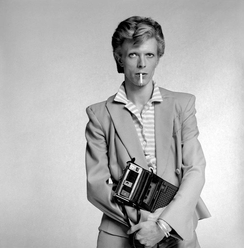 David Bowie Holding a Cassette Player, Los Angeles, 1974