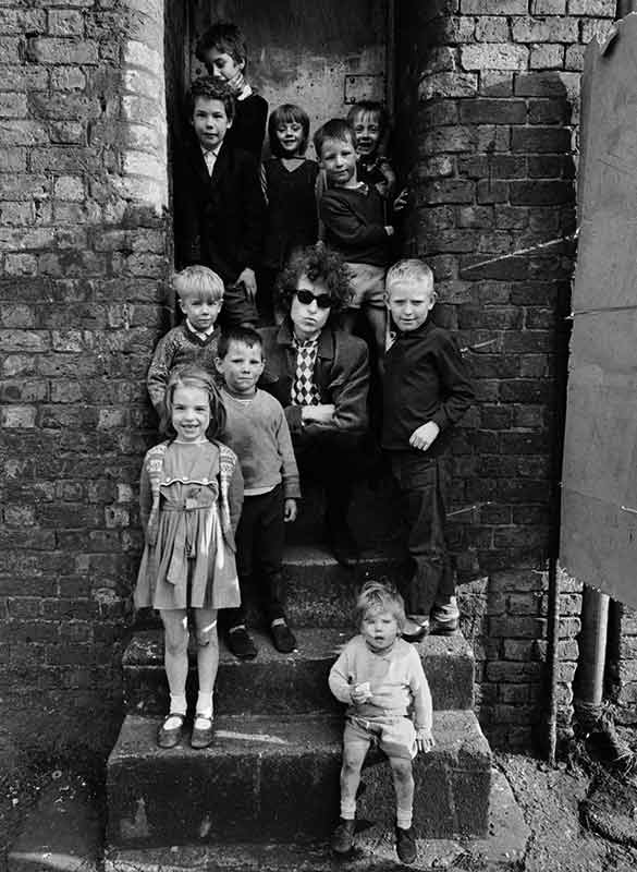Bob Dylan in Doorway - "Kids on Steps," Liverpool, 1966