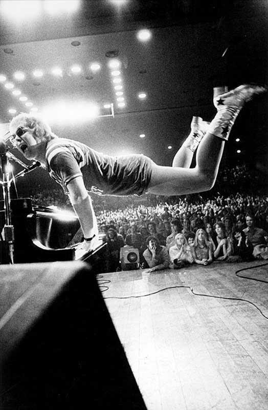 Elton John Jumping While Playing Piano, Early 70s