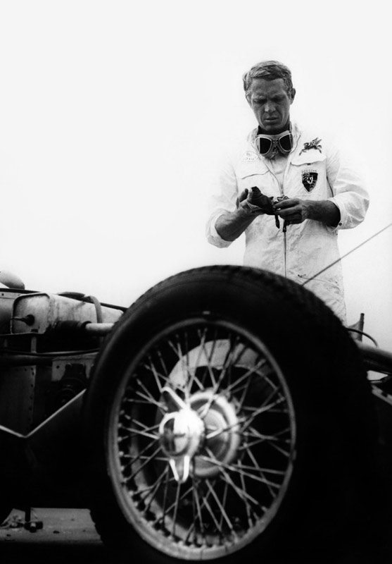 Steve McQueen Standing Over his #33 Lotus Eleven, Santa Barbara Road Race, 1959