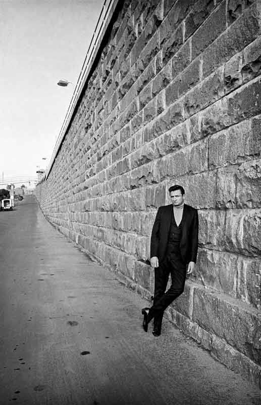 Johnny Cash Leaning Against Wall in Front of Folsom Prison Folsom Prison Blues Single Cover, Folsom, CA 1968