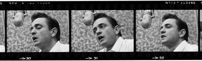 Johnny Cash at Mic Triptych, Columbia Studios, Los Angeles, 1961