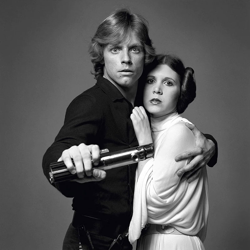 Mark Hamill & Carrie Fisher as Luke and Leia, Los Angeles, 1977