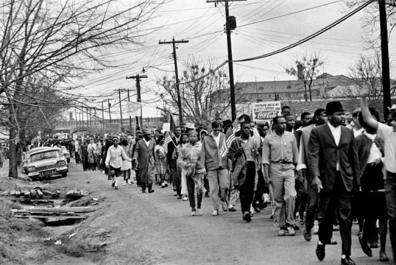 Marchers on Jefferson Davis Highway, Alabama Freedom March, 1965