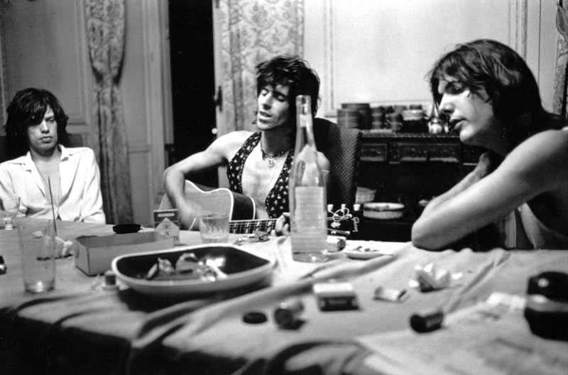 Mick Jagger, Keith Richards, and Gram Parsons at the Dining Table, Nellcôte, 1971