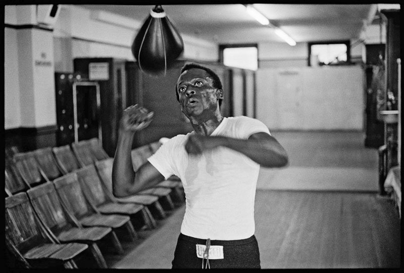 Miles Davis Works Out with a Speed Bag at Gleason's Gym, NYC, 1970 (I)