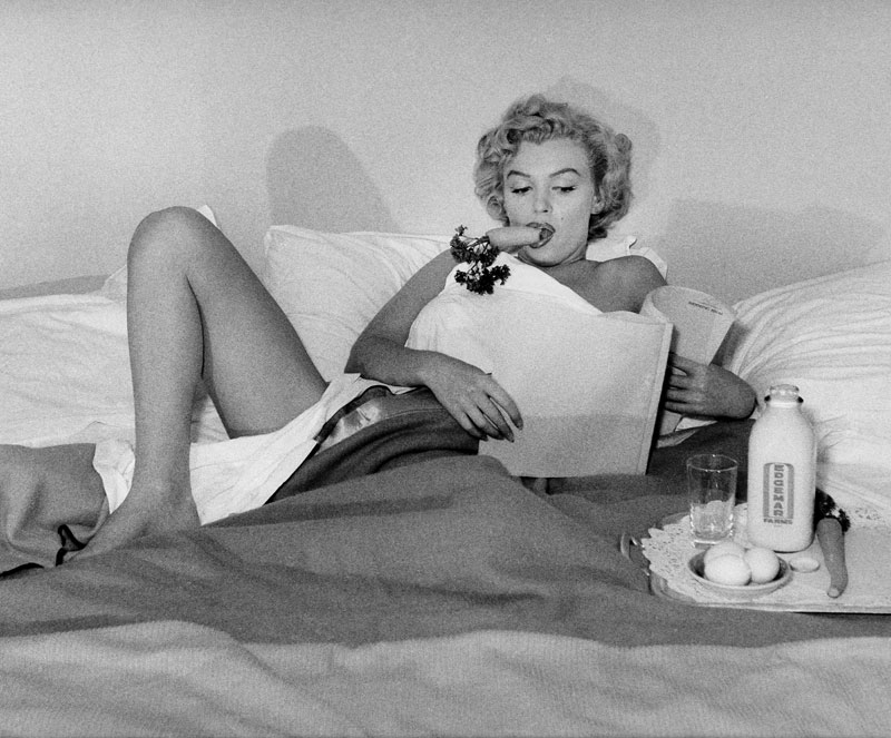 Marilyn Monroe, Breakfast in Bed - Eating Carrot, Hotel Bel Air, Los Angeles, CA, 1953