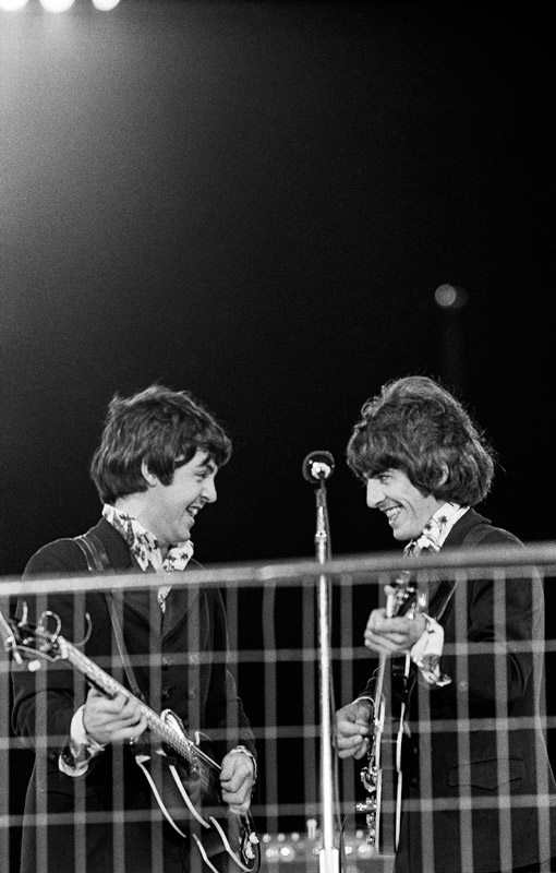 Paul McCartney & George Harrison Performing, Candlestick Park, San Francisco, 1966