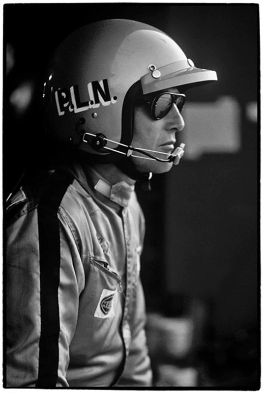 Paul Newman in Racing Suit Watching Race, Sebring, FL, 1977