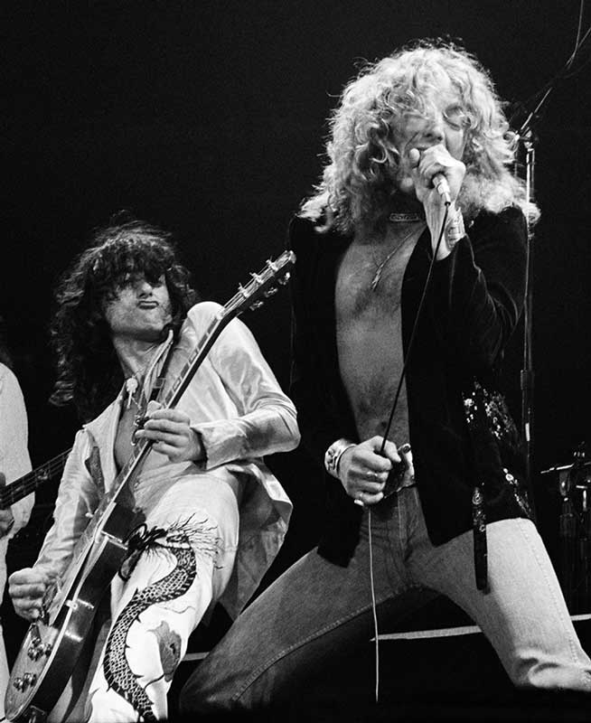 Jimmy Page and Robert Plant On Stage, NYC, June, 1977 (B&W)