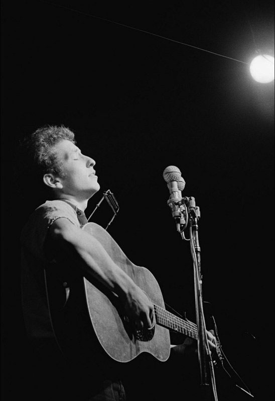 Bob Dylan Performing (face upwards), Newport Folk Festival, 1963