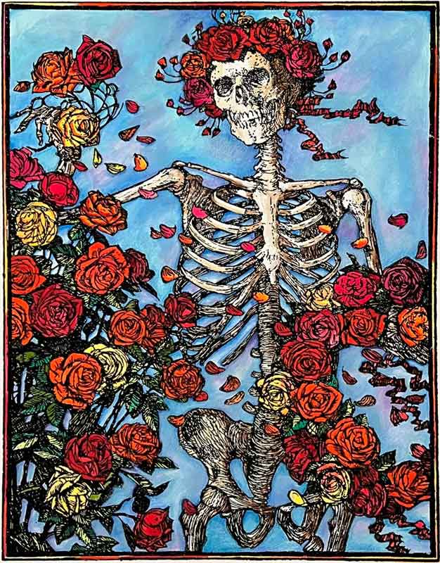 Skeleton and Roses, Experimental - Hand Colored