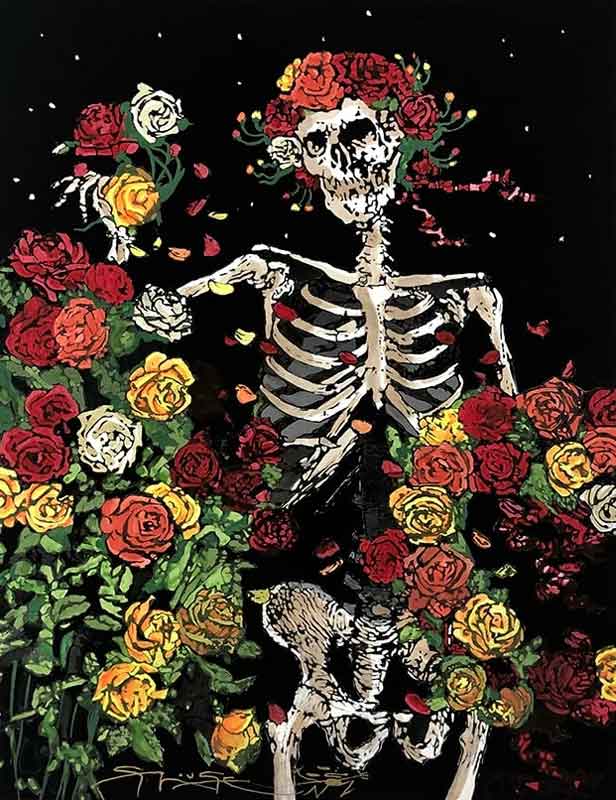 Skeleton and Roses, Midnight Roses - Hand Colored