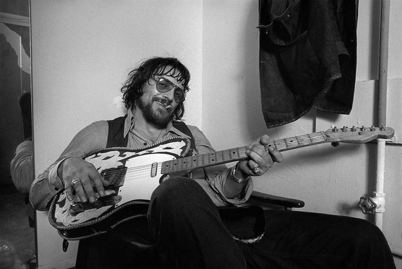 Waylon Jennings Backstage with Guitar, The Boarding House, San Francisco, 1975